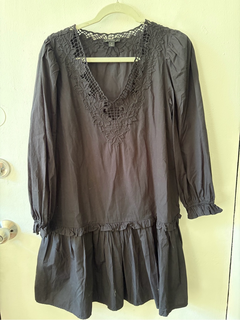 J. Crew Black Crochet V-Neck Tunic